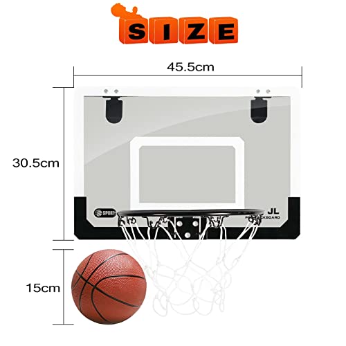 Over The Door Mini Basketball Hoop Indoor Bedroom Wall Mounted Hang On Toy for Kids Basketball Backboard Set with Ball & Air Pump