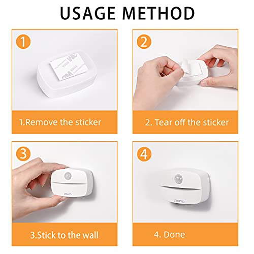 ZISUYU Motion Sensor Light Indoor Led Night Light Stick on Nightlight Battery Operated Lights for Toilet Closet Bathroom Bedroom Hallway Stair