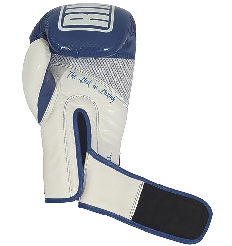 Ringside Apex Bag Gloves, IMF-Tech Boxing Gloves with Secure Wrist Support, Synthetic Boxing Gloves for Men and Women, Blue and White, L/XL