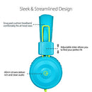 Kids Headphones-noot products K22 Foldable Stereo Tangle-Free 3.5mm Jack Wired Cord On-Ear Headset for Children/Teens/Boys/Girls/Smartphones/School/Kindle/Airplane/Plane/Tablet (Teal/Lime)