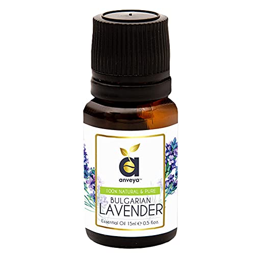 Anveya Bulgarian Lavender Essential Oil, 100% Natural, Pure & Undiluted, 15ml, Best For Hair, Skin, Face, Diffuser, Calm Sleep & Massage