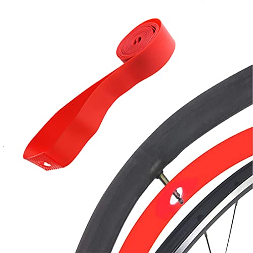 ZYAMY 2pcs Antipuncture Bicycle Tire Linner Tires Protector Rim Strap Inner Tube Rim Tape for 26inch x 18mm MTB Mountain Bike Road Bicycle Folding Tire, Red