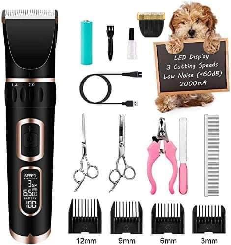 Dog pet Clippers 13 in 1,rechargeble pet Grooming Clippers,LED Display and 3 Cutting Speed, Very Quite Clippers for Cats and Dogs