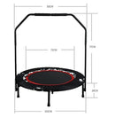 40'' Pro Fitness Trampoline Handrail Foldable Home Gym Rebounder Indoor Outdoor Kids Adults Max 150KG
