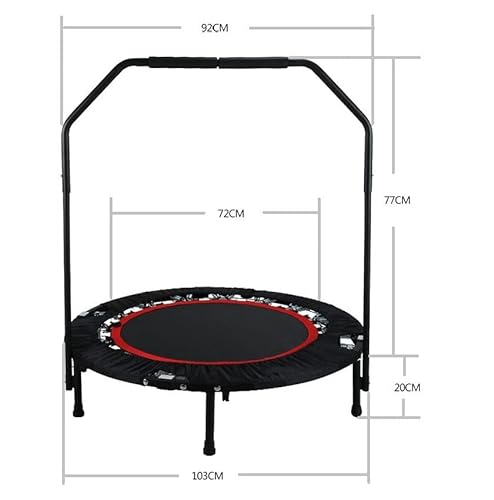 40'' Pro Fitness Trampoline Handrail Foldable Home Gym Rebounder Indoor Outdoor Kids Adults Max 150KG