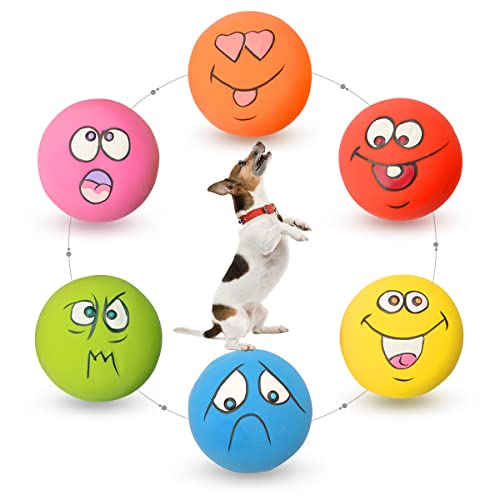 HOLYSTEED Latex Dog Squeaky Toys Rubber Soft Dog Toys Chewing Squeaky Toy Fetch Play Balls Toy for Puppy Small Pets Dog 6pcs