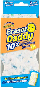 Scrub Daddy Eraser Daddy 10x, Magic Sponge Erasers, Strong & Durable Melamine Wall Cleaner, Dual-Sided Scrubber Pads, All Purpose Cleaning Sponges for Painted Walls, Magical Mark Remover, 2 Pack