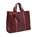 Fossil Women's Carmen Leather Tote Purse Handbag, Wine Quilted, Large
