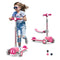 Unbreakable & Never Fall Down 2-in-1 Scooters Kids 3 Wheel Kick Scooter for Boys Girls Ages 3-14, Adjustable Height & Removable Seat, Widened Non-Slip Deck, More Safer for Beginner Toddlers-Pink