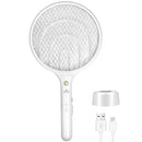 Electric Fly Swatter ValueHall Bug Zapper Racket USB Rechargeable Mosquito Zapper Fly Zapper Racket with Base, LED Trapping Light and 3 Layers Mesh Fly Killer for Indoor, Outdoor Pest Control V1F02