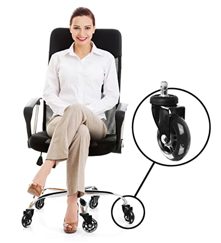 Slipstick CB690 Floor Protecting Rubber Office Chair Caster Wheels (Set of 5), Black