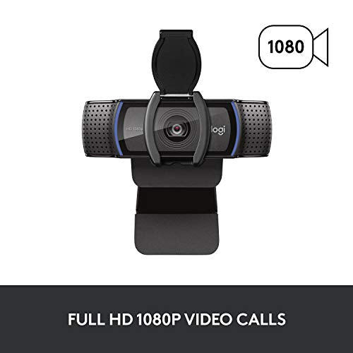 Logitech C920S HD Pro Webcam, Full HD 1080p/30fps Video Calling, Clear Stereo Audio, HD Light Correction, Privacy Shutter, Works with Skype, Zoom, FaceTime, Hangouts, PC/Mac/Laptop/Tablet/XBox - Black