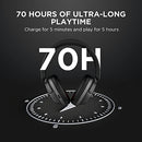 1MORE SonoFlow Active Noise Cancelling Headphones, Over Ear Bluetooth Headphones with LDAC for Hi-Res Wireless Audio, 70H Playtime, Preset EQ Via App, 5 Mics, Clear Calls, Foldable Headphone Black