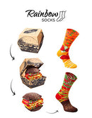 Rainbow Socks - Men Women Funny Vegan Burger Socks Box - 2 Pairs - Size S/M (AU Woman 5-9 / Man 3-7)