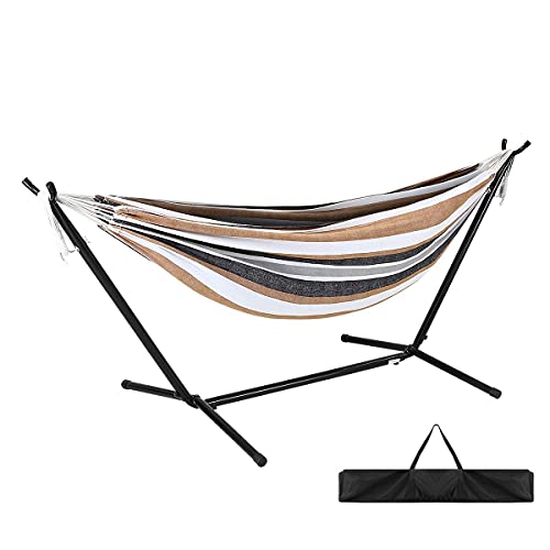 Portable Double Hammock with Stand Hanging Chair Outdoor Garden Beach Bed Travel Camping Gear Colourful