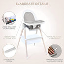 BABY JOY 4-in-1 Baby High Chair, Wooden Highchair Booster Seat w/Adjustable Seat & Double Removable Tray, Infant Dining Chairs Rocking Chair w/Storage Bag, Footrest & 3-Point Safety Belt, Gray