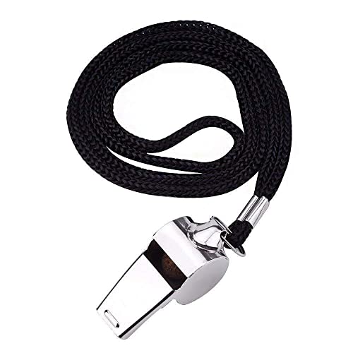 Stainless Steel Whistles Referee Whistle Sports Whistle Metal Coach Whistle with Lanyard for Sport Coach Training