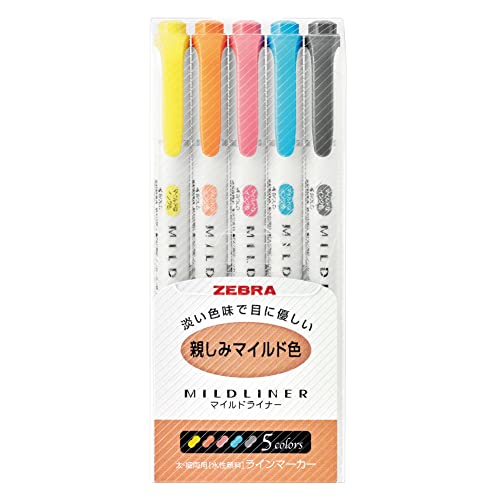 Zebra Highlighter Mildliner, 5 Friendly Color Set (WKT7-N-5C)