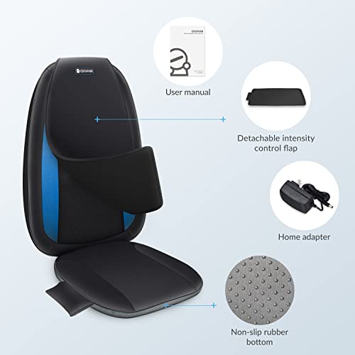 Comfier Shiatsu Back Massager with Heat -Deep Tissue Kneading Massage Seat Cushion, Massage Chair Pad for Full Back Pain Relief, Electric Body Massager for Home or Office Chair use