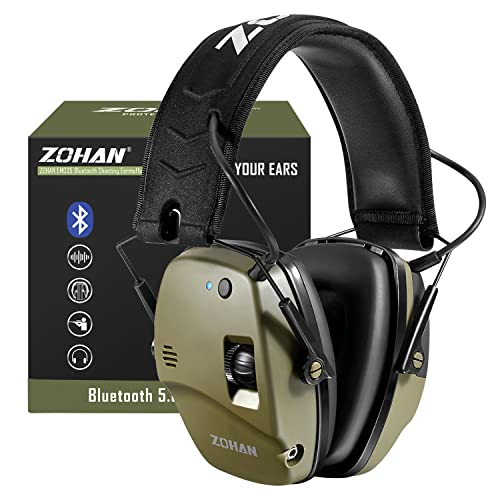 ZOHAN 035 Bluetooth 5.0 Shooting Ear Protection Earmuff, Active Noise Canceling, Hearing with Sound Amplification Army Green