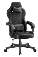 Dowinx Gaming Chair with Pocket Spring Cushion, Ergonomic Computer Chair High Back, Reclining Massage Game Chair Pu Leather 350LBS, Black