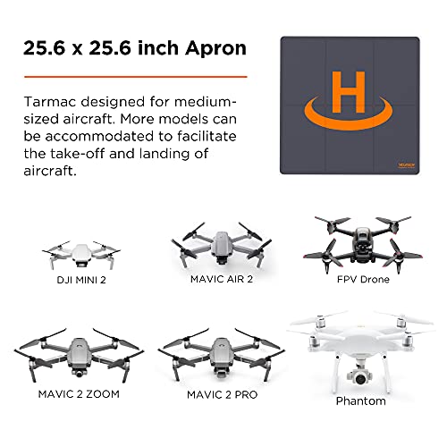 2021 VCUTECH Drone Landing Pad Pro Fast-Fold Double-Side Waterproof 25 inch(65cm) Compatible with DJI Mavic Air 2, Mavic Mini 2, Mavic 2 Pro/Zoom, DJI FPV, Drone Accessories(Black)