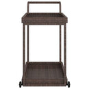 vidaXL Practical Poly Rattan Bar Cart - Spacious Mobile Trolley with Castors - Brown