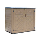 ADDOK 37 Cu. Ft Horizontal Large Outdoor Storage Sheds Resin Patio Storage Cabinet for Patio Furniture,Grill, Pool Toys and Gardening Tools. Brown with Grey Lid