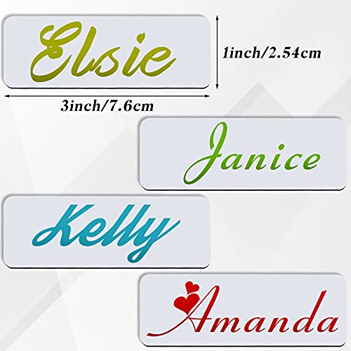 Magnetic Name Tag DIY Name Badges Name Tag Badge Magnets with Adhesive Tape and Plastic Blank Badge for Personalized Jacket Shirts, Office School Supplies (24)