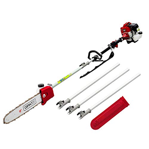 Giantz Pole Saw, 62cc Hedge Trimmer Brush Cutter Poles Tree Pruner Chainsaw Cordless Petrol Hand Power Chainsaws Home Garden Farm Whipper Snipper Tool Saws, 2 Stroke Shoulder Strap Red