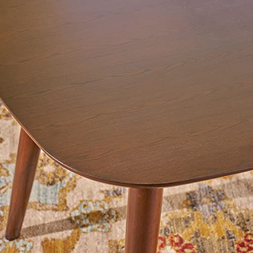 Bass Mid Century Modern Square Faux Wood Dining Table, Walnut Finish