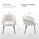 Zesthouse Modern Sherpa Chair Upholstered Barrel Chair with Metal Legs, Cute Makeup Vanity Chair Desk Chair No Wheels, Accent Armchair Comfy Leisure Sofa Chair for Living Dining Room Bedroom,White