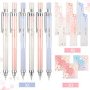 15 Pcs Cherry Mechanical Pencil Set Include 6 Pcs Japanese Kawaii Automatic Drafting Pencil with 6 Tubes Pencil Refill and 3 Pcs Cute Cherry Erasers for Sketching Architecture Drawing (0.5 mm)