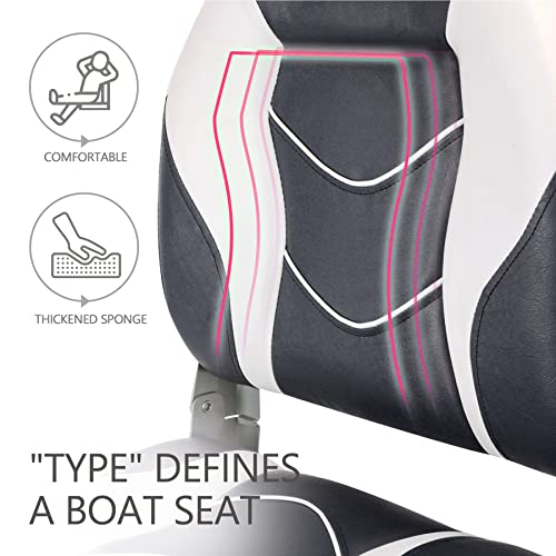 NORTHCAPTAIN S1 Deluxe High Back Folding Boat Seat,Stainless Steel Screws Included,White/Charcoal(2 Seats)