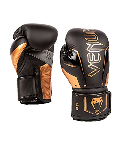 Venum Unisex Adult Elite Evo Boxing Gloves, Black/Bronze, 14oz US