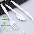 Ganfaner [50sets 15cm] 50+50+50 Cutlery Set for Party Camping Travel Catering, Reusable Dinnerware Knife Spoon Fork, Portable for Happy Healthy Sustainable use, Compostable Plant-Based Material