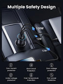 UGREEN 130W USB C Car Charger, 3 Port Car Charger PD3.0/QC4.0/PPS, Car USB Charger with LED Display, Compatible with MacBook, iPad, iPhone 15 Pro Max, Galaxy S23/S22/S21 (100W USB C Cable Included)