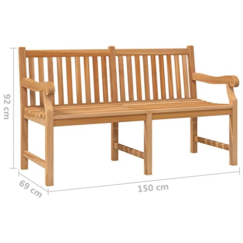 'vidaXL Garden Bench-150 cm-Teak Wood-Durable Outdoor Seating-Blends with Any Patio Decor-Easy Assembly Required