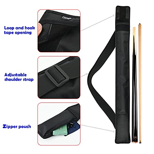 Cosmos Billiard Pool Cue Stick Carrying Case Bag Snooker Cue Stick Storage Pouch Holder for 1/2 Billiard Cue Stick (Holds 1 Butt / 1 Shaft) (Black Color)