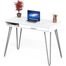 SHW Home Office Computer Hairpin Leg Desk with Drawer,White