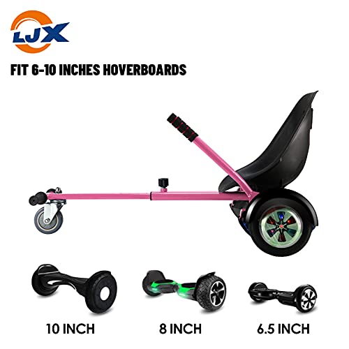 LJX Hoverboard Seat Attachment, Go Kart, Hoverboard Accessories for 6.5” 8” 10” Hoverboard, Wider Seat, Suitable for All Ages (Pink)