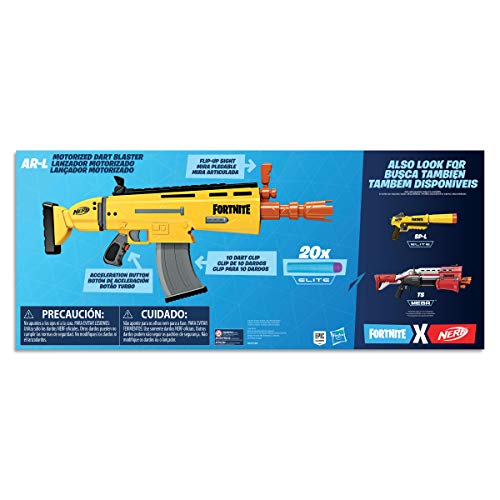 NERF Hasbro FORTNITE AR-L Scar - NERF - Elite Blaster - Motorized Blaster, 20 Official NERF - Fortnite Elite Darts, Flip Up Sights - Kids, Youth, Teens, Adults - Outdoor Toys and Games - Ages 8+