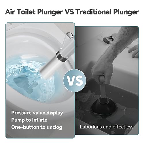 Aiment Toilet Plunger Air Drain Blaster: Air Plunger for Toilet Clog Remover, Manual Pumping Power Drain Blaster, High Pressure Unclog Gun, Heavy Duty Unclogger for Bathroom, Bathtub,Floor Drain