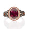 Gin & Grace 14K Rose Gold Real Diamond Ring (I1) with Raspberry Color Rodholite Garnet Daily Work Wear Jewelry for Women