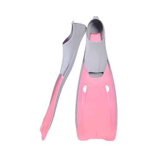 Swim Fins, Swim Training Fins for Snorkeling Swimming Diving, Flexible Comfort Profession Long Floatable Fins with Adjustable Straps for Adults Men Women Kids (M Pink)