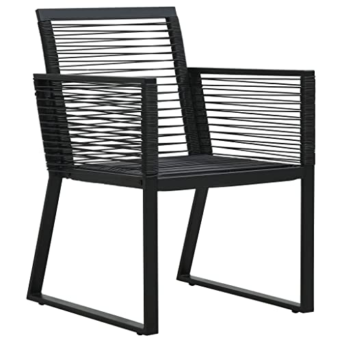 vidaXL Outdoor Dining Set, 9-Piece, PVC Rattan Material, Black - Includes One Table with Glass Top and Eight Armchairs, Powder-Coated Steel Frame