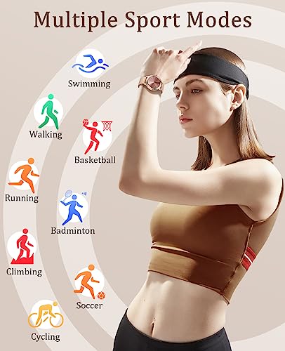 BOCLOUD Smart Watch for Women, Smartwatches for iPhone Android, with Blood Oxygen/Heart Rate/Sleep Monitor/Message Dispaly/Make Calls, IP68 Fitness Tracker with Multiple sports Modes (Rose Gold)