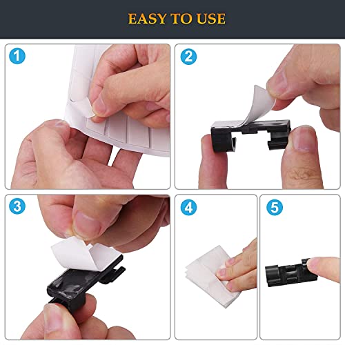 SOULWIT 50 Pcs Self Adhesive Cable Management Clips, SOULWIT Cable Organizers Sticky Wire Clips Cord Holder for TV PC Laptop Ethernet Cable Desktop Home Office