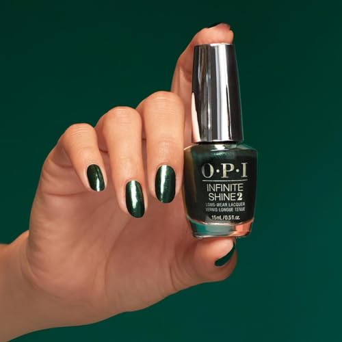 OPI Infinite Shine, Opaque Shimmer Finish Green Nail Polish, Up to 11 Days of Wear, Chip Resistant & Fast Drying, Holiday 2023 Collection, Terribly Nice, Peppermint Bark and Bite, 0.5 fl oz