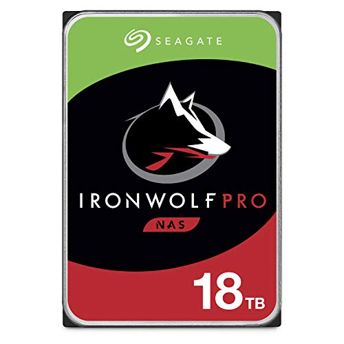 Seagate IronWolf Pro, 18TB, Internal Hard Drive, NAS, 3.5 Inch, SATA, 6GB/s, 7200 RPM, 256MB Cache, for RAID Network Attached Storage (ST18000NE000)